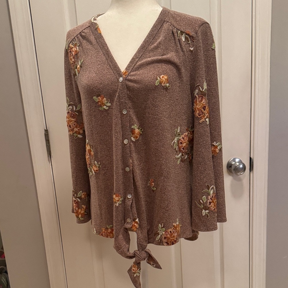 Fig and Flower Brown Floral Blouse